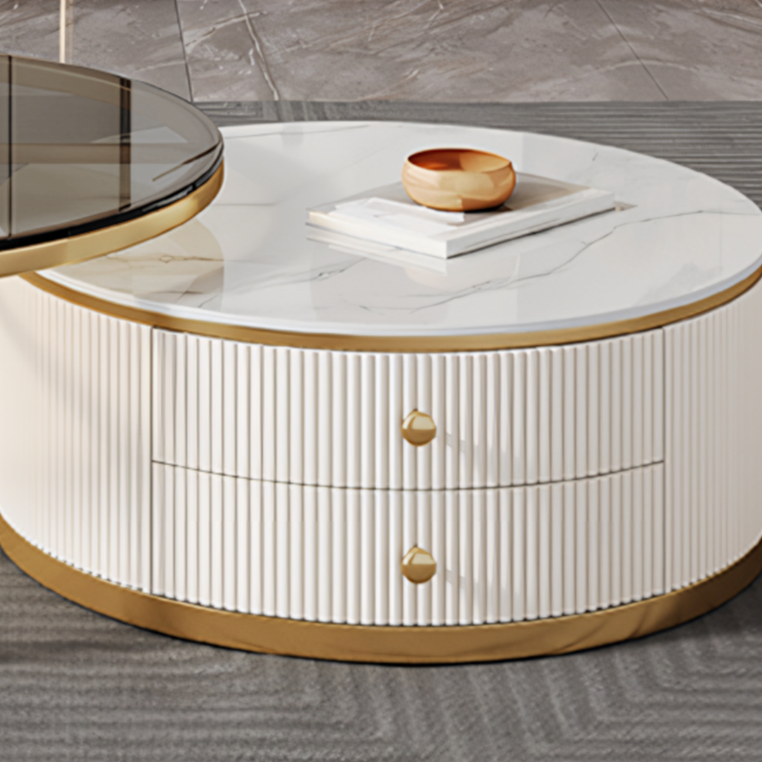 Berlinda Nesting Coffee Table Set, White & Gold-Weilai Concept-Weilai Concept