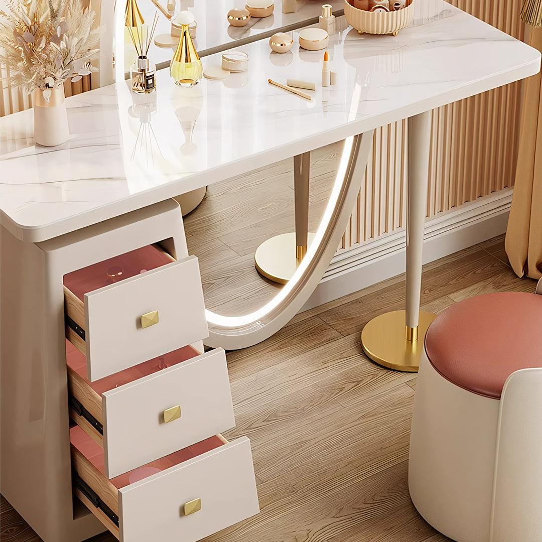 Charlotte Dressing Table With Full Length LED Mirror, Cream-Weilai Concept-Weilai Concept