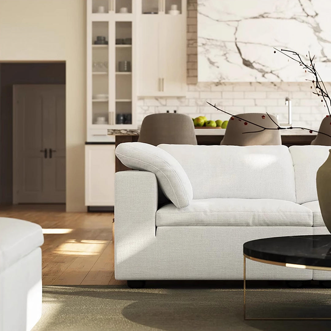 Farid Two Seater, Three Seater Sofa, Modular Sofa, White Linen