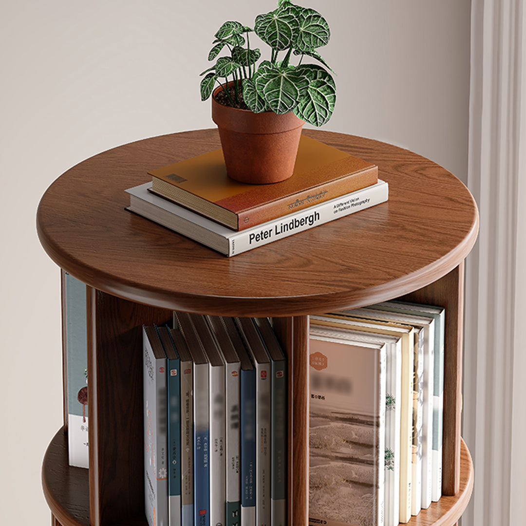 Stojanovic Round Rotating Bookshelf, Corner Bookshelf With Castors