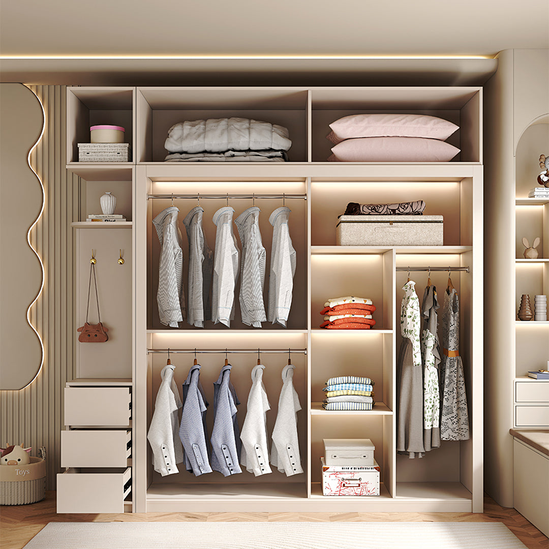 Jansen Sliding Door Wardrobe, Cream-Weilai Concept-Weilai Concept