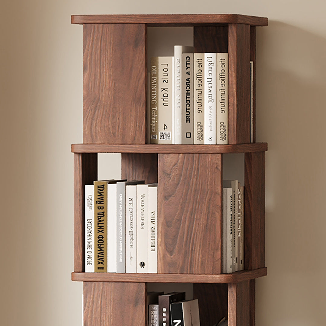 Vasiliev Rotating Bookshelf, Freestanding Shelving Unit, Solid Wood