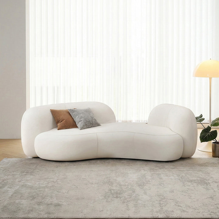 Elara Modern Curved Two Seater, Three Seater Sofa, Boucle - curved sofas couches