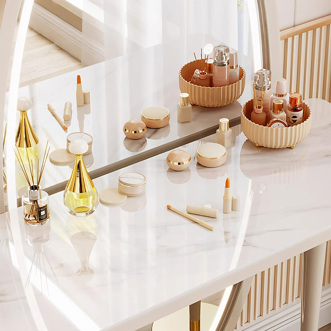 Charlotte Dressing Table With Full Length LED Mirror, Cream-Weilai Concept-Weilai Concept