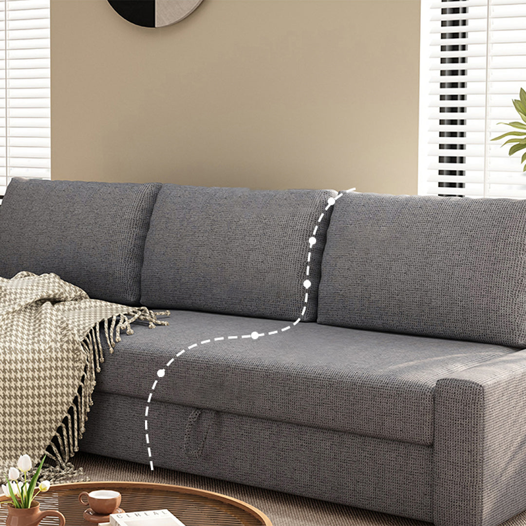 Edwards Three Seater Corner Sofa Bed With Storage, Linen-Weilai Concept-Weilai Concept