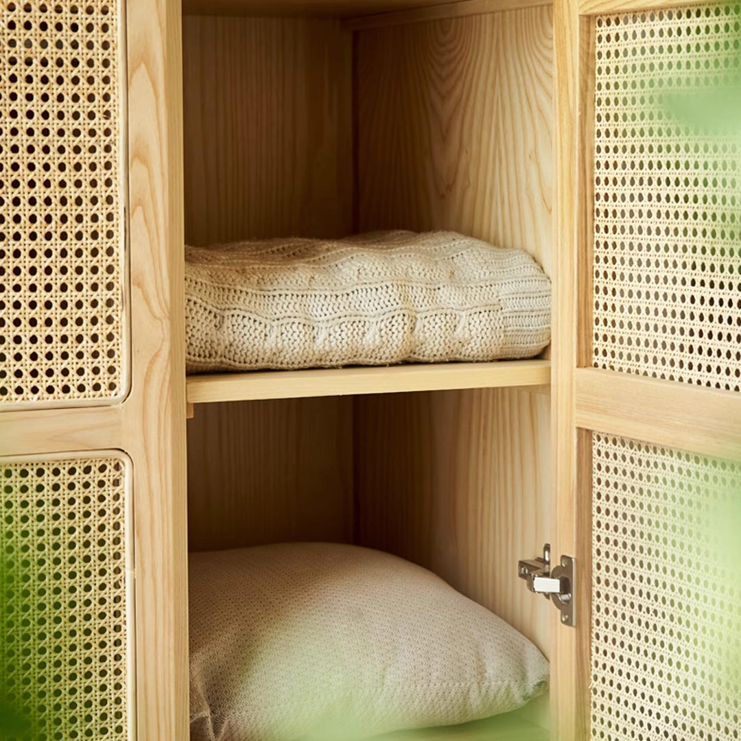 Amelia Rattan Wardrobe, Solid Wood & Rattan