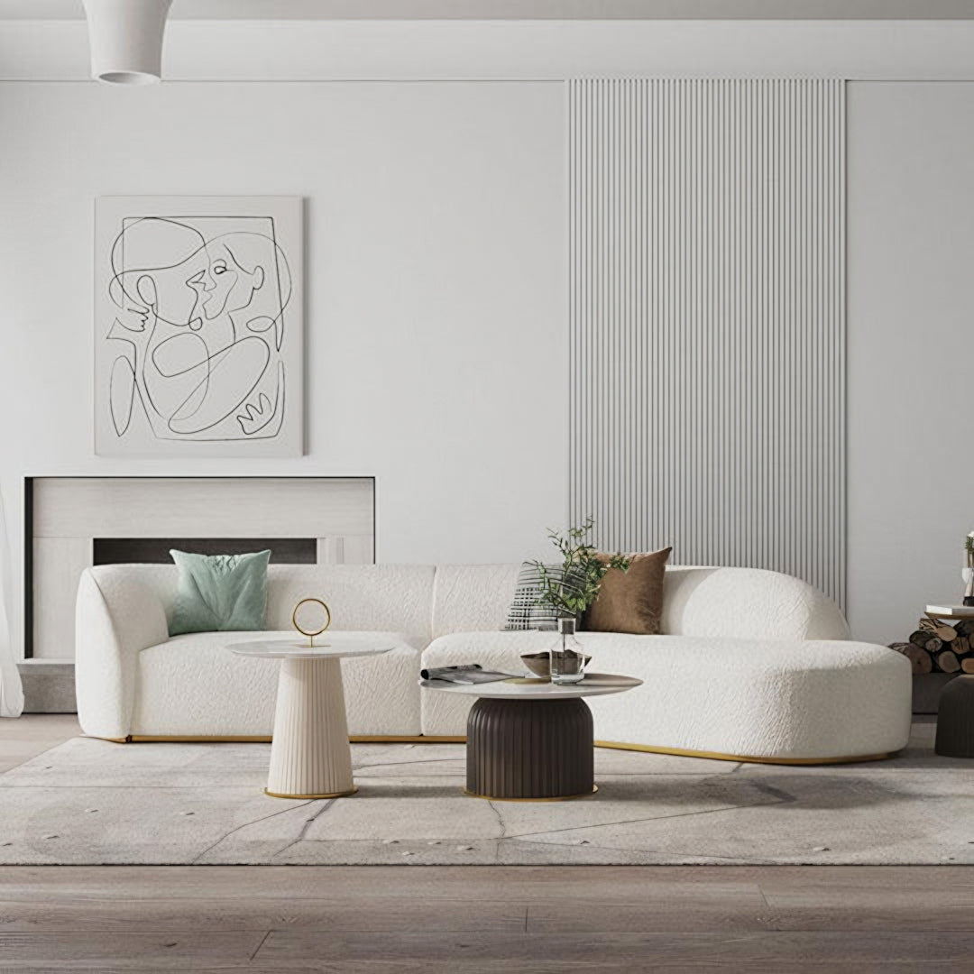 Welby Three Seater Curved Sofa, White