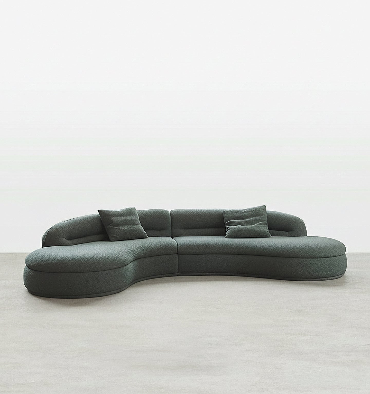 Yannik Four Seater Curved Sofa, Green