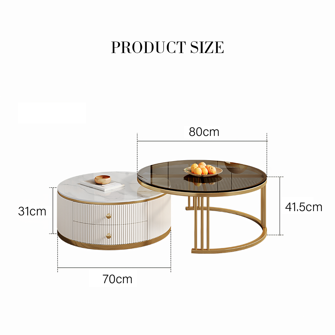 Berlinda Nesting Coffee Table Set, White & Gold-Weilai Concept-Weilai Concept