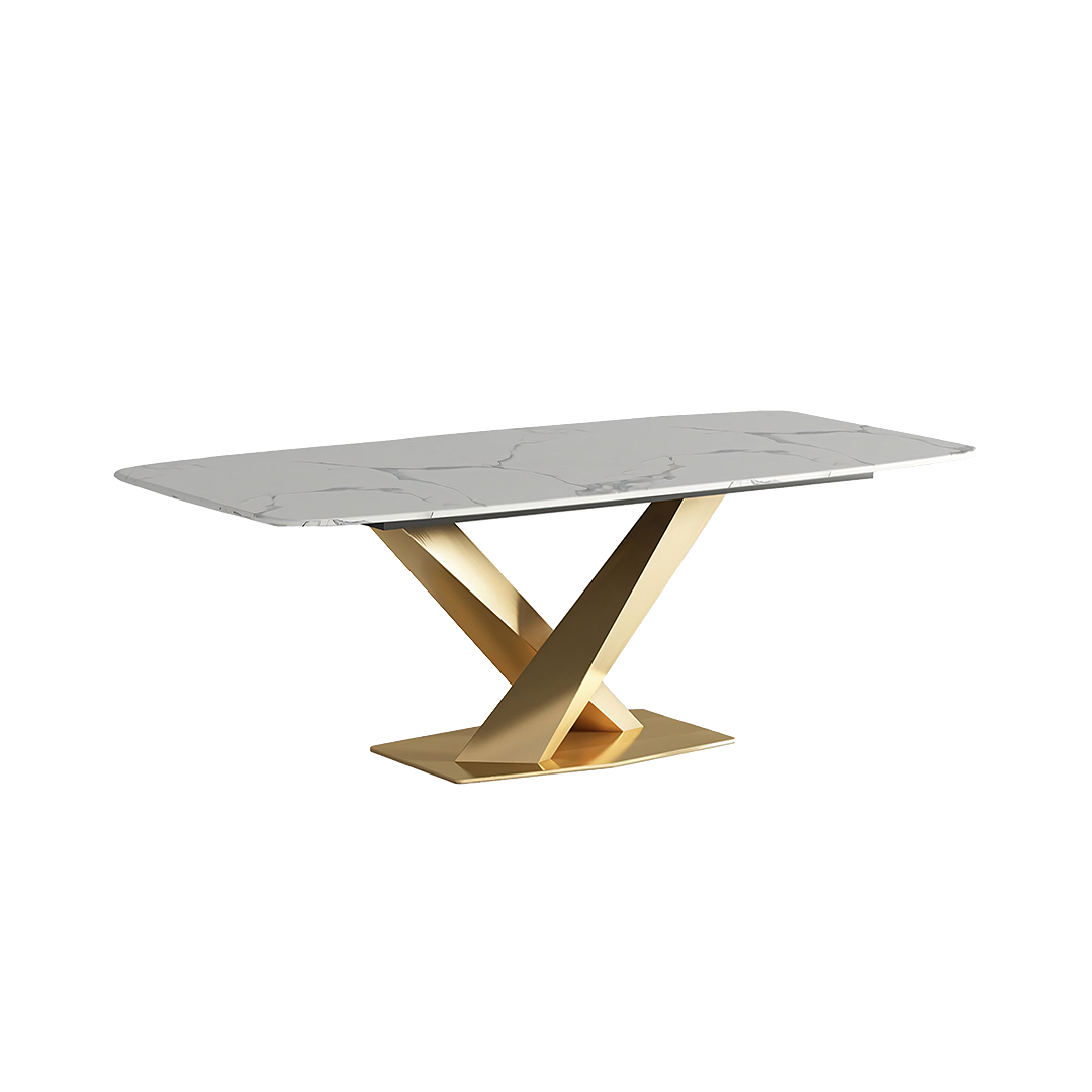 LUCI Dining Table, Marble And Gold Metal-Weilai Concept-Weilai Concept