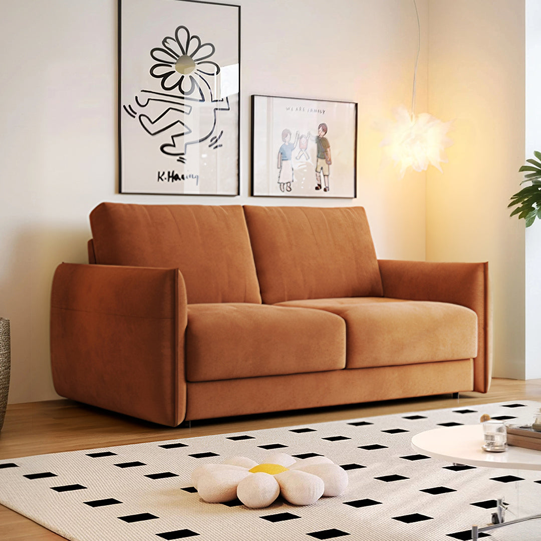 Kaur Two Seater Sofa Bed, Pull Out Sleeper Sofa Bed, More Colours-Weilai Concept-Orange-148cm-Weilai Concept