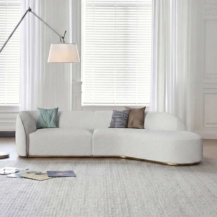 Welby Three Seater Curved Sofa, White - boucle curved sofa