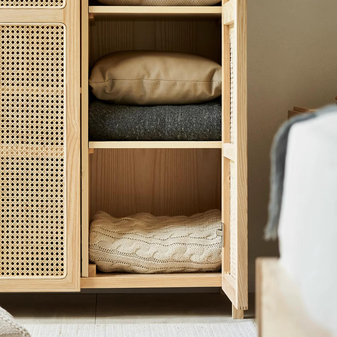 Amelia Rattan Wardrobe, Solid Wood & Rattan