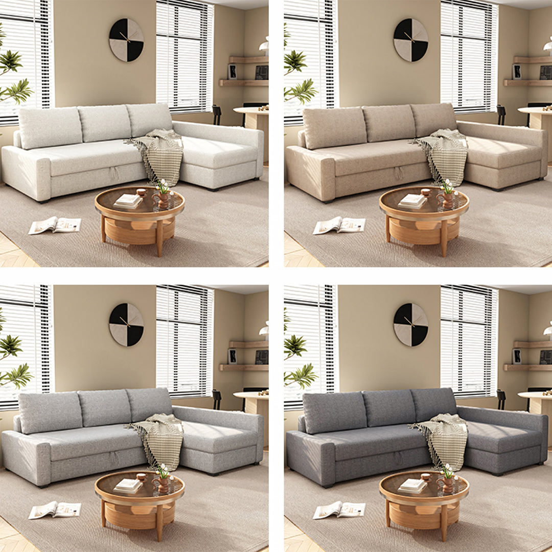 Edwards Three Seater Corner Sofa Bed With Storage, Linen-Weilai Concept-Weilai Concept