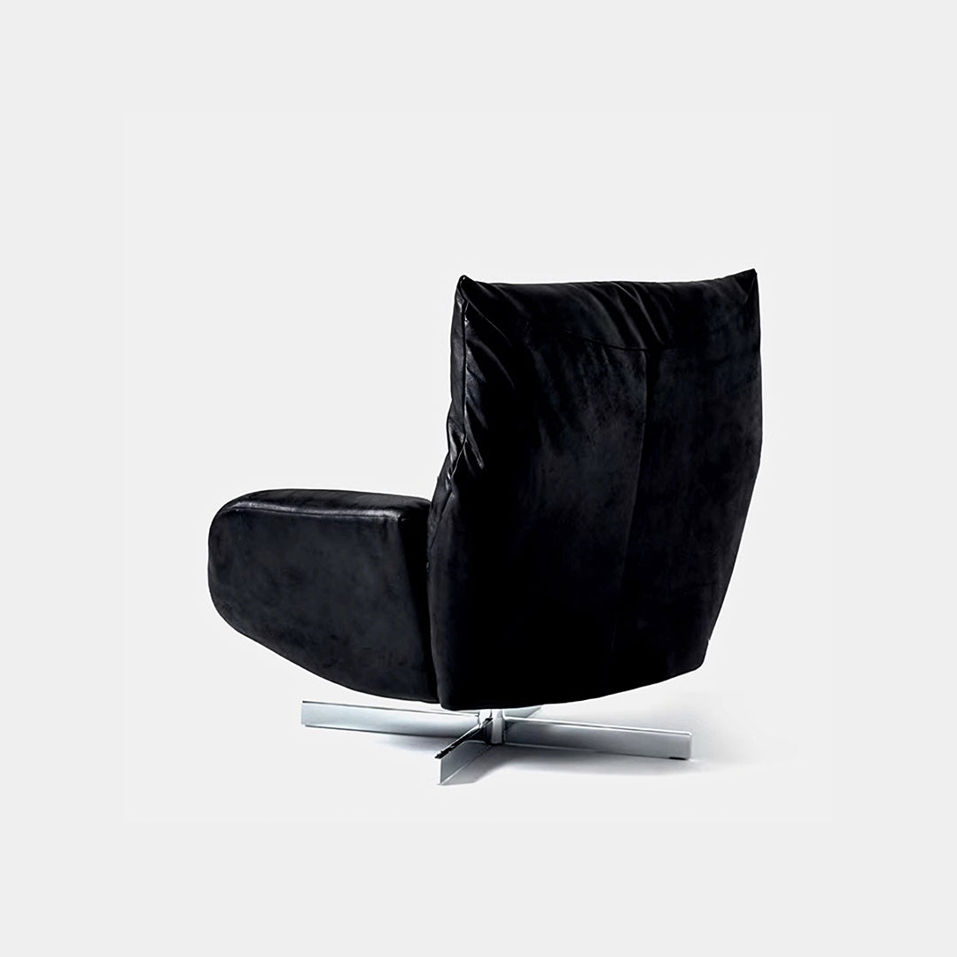 Schmidt Chiara Lounge Chair With Footstool, Swivel, Real Leather-Weilai Concept-Weilai Concept