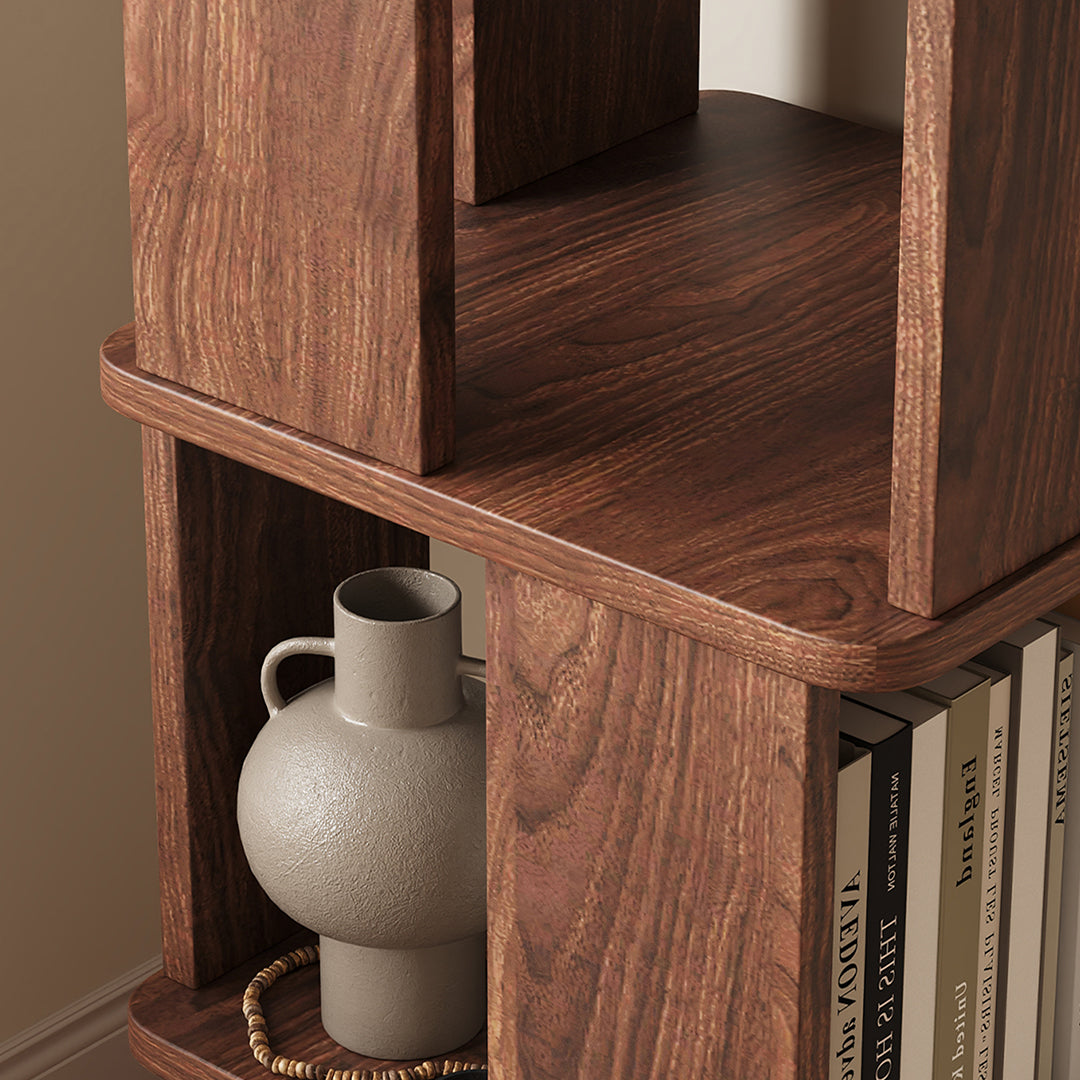 Vasiliev Rotating Bookshelf, Freestanding Shelving Unit, Solid Wood