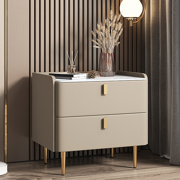 Ana Bedside Table-Weilai Concept-Champagne Beige-45cm-Weilai Concept
