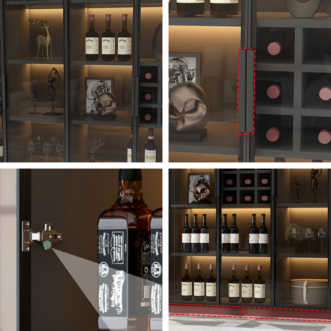 Hampshire I Wine Cabinet, Wine Storage With Glass Doors & Lights-Weilai Concept-Weilai Concept