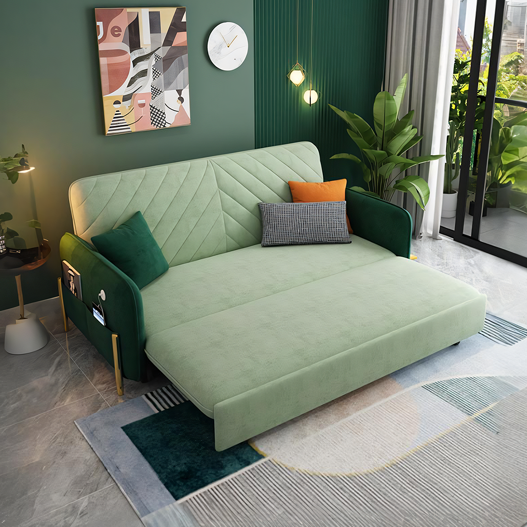 Aditi Two Seater Sofa Bed, Green-Weilai Concept-Weilai Concept