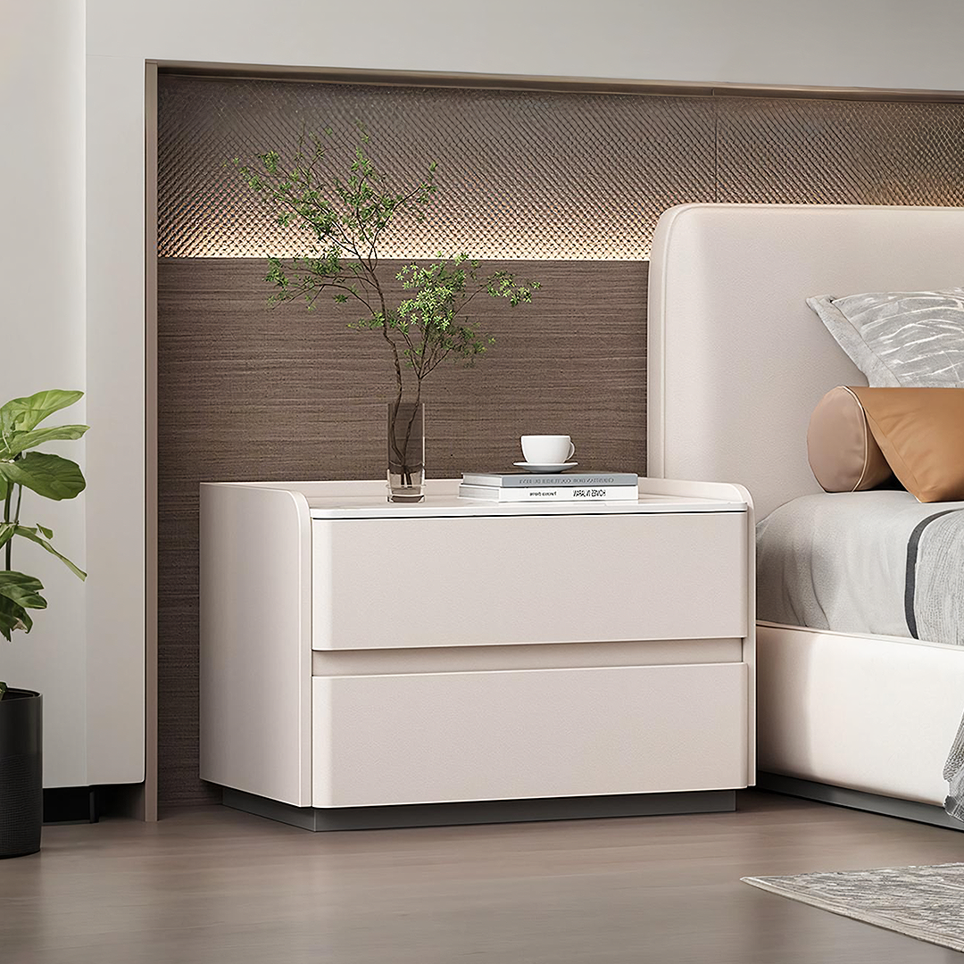 Agustina Modern Bedside Table, Wooden Bedside Table, Cream-Weilai Concept-Weilai Concept