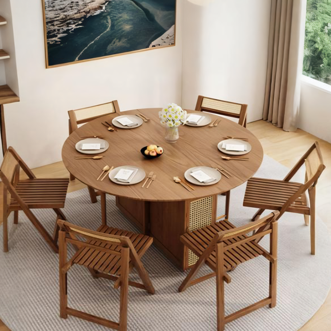 Ainsley Folding Extendable Dining Table, Wood-Weilai Concept-Weilai Concept