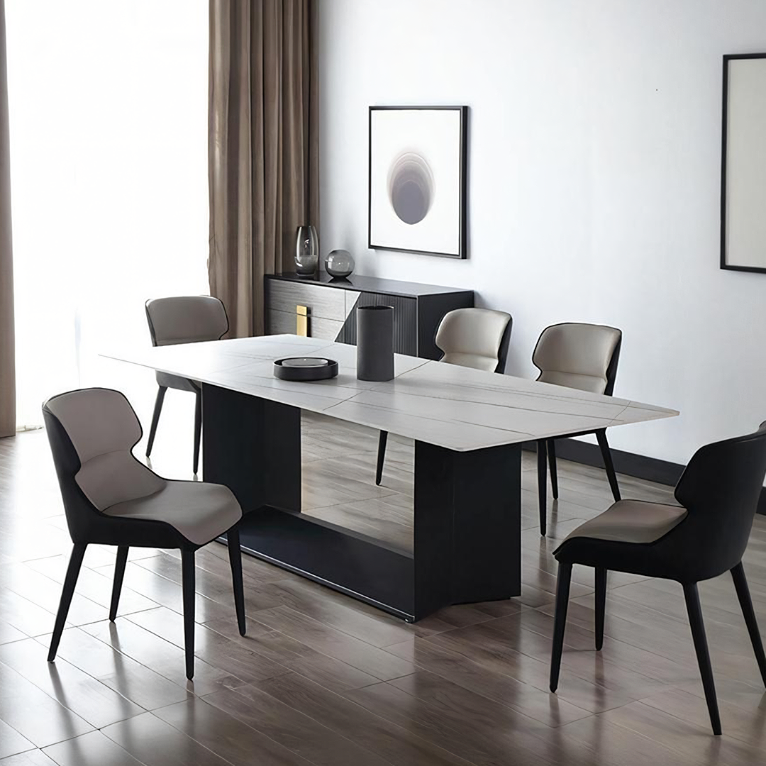 Alme Dining Table, Black Base-Weilai Concept-Weilai Concept