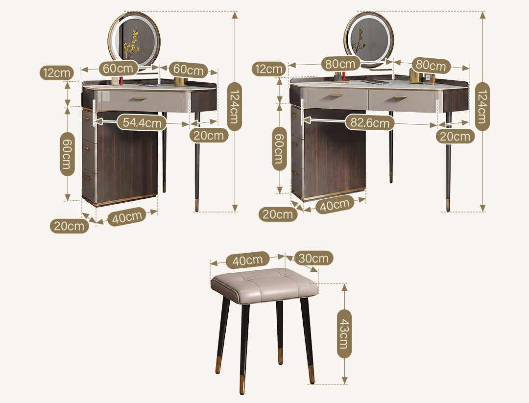 Elegant Dressing Table with LED Mirror & Drawers for Style