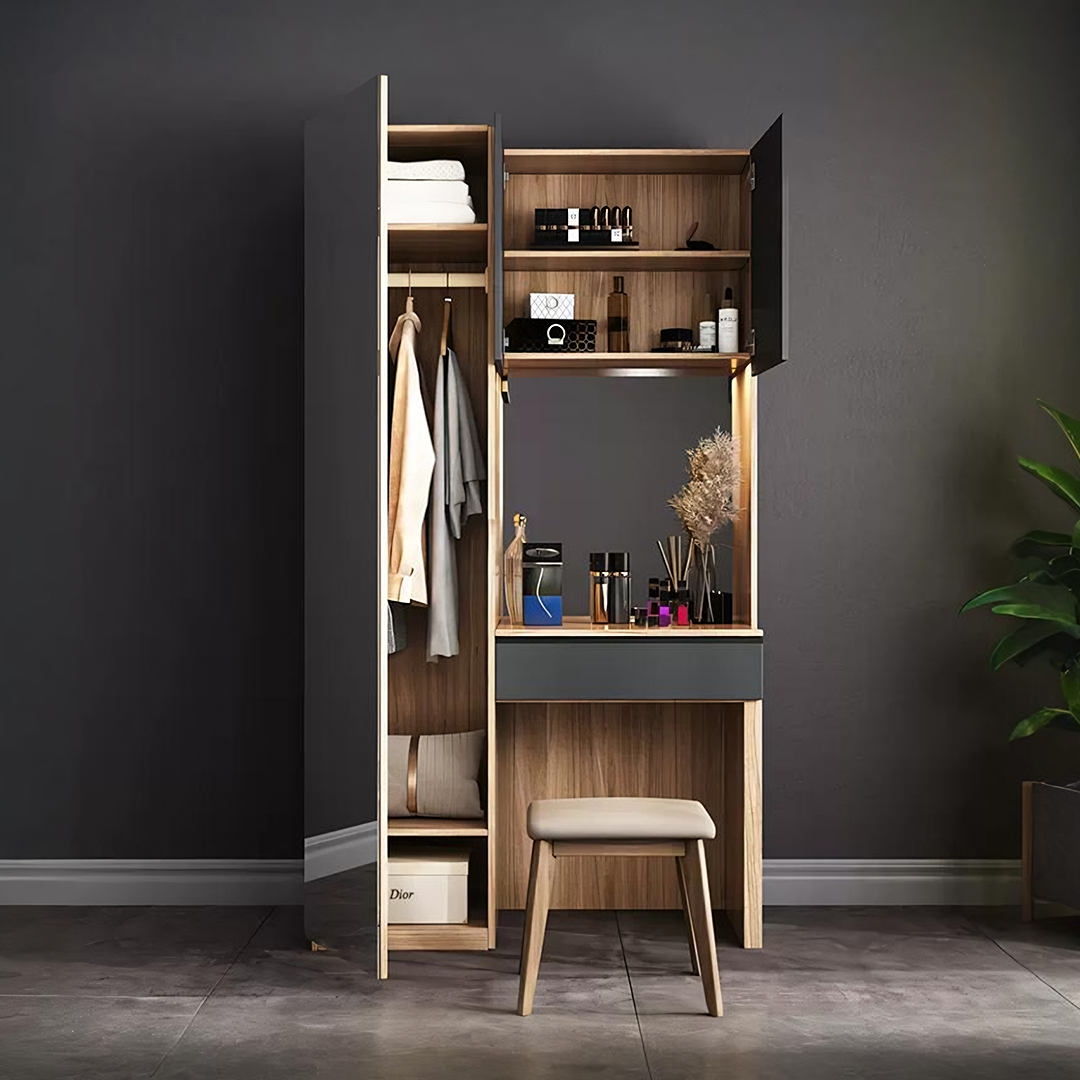 Aviral Dressing Table With Wardrobe-Weilai Concept-Weilai Concept