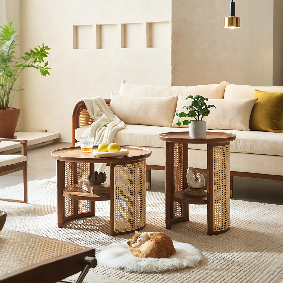 Bakula Wood Coffee Table, Rattan