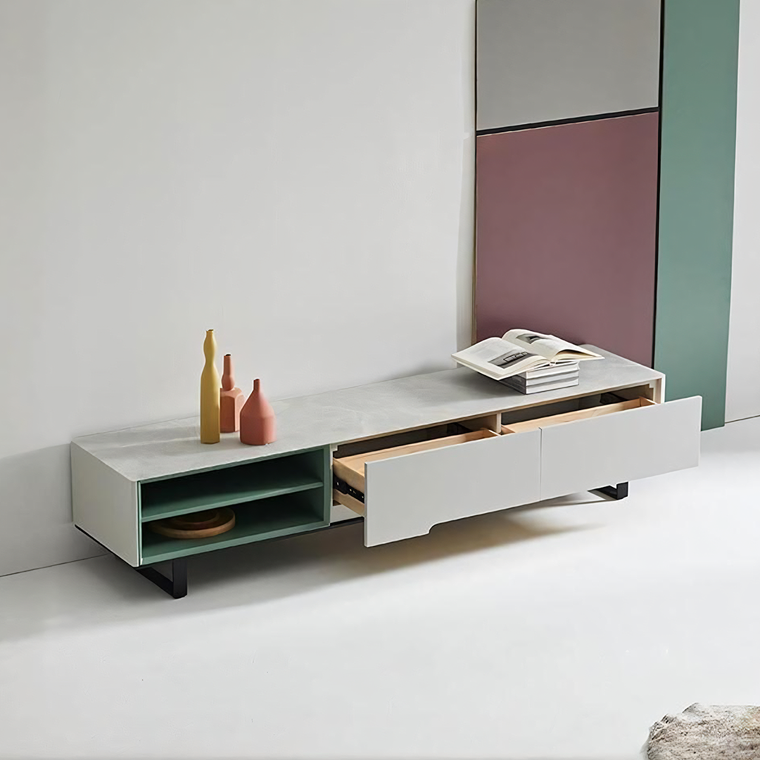 Mueble para TV CASA, blanco y verde 