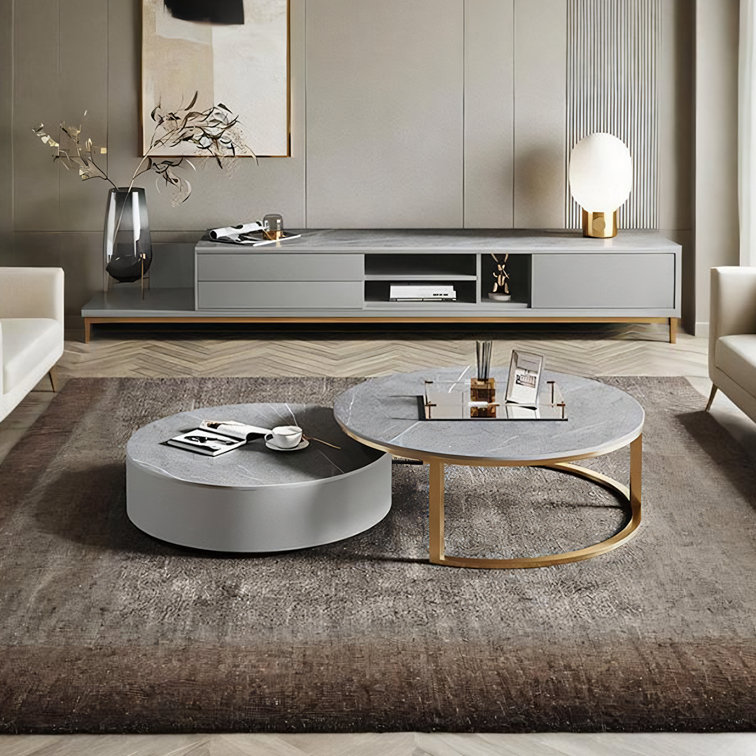 Daisy Round Nesting Coffee Table With TV Stand-Weilai Concept-Weilai Concept