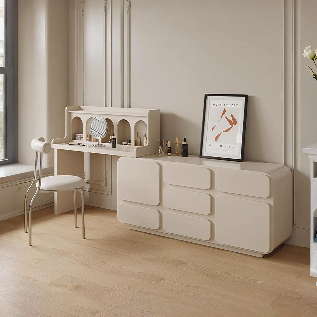 Dinah Dressing Table With Sideboard, Cream or Black