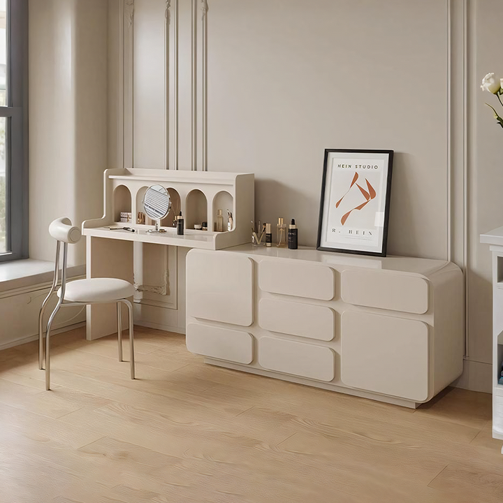 Dinah Dressing Table With Sideboard, Cream or Black - sideboard 100cm wide