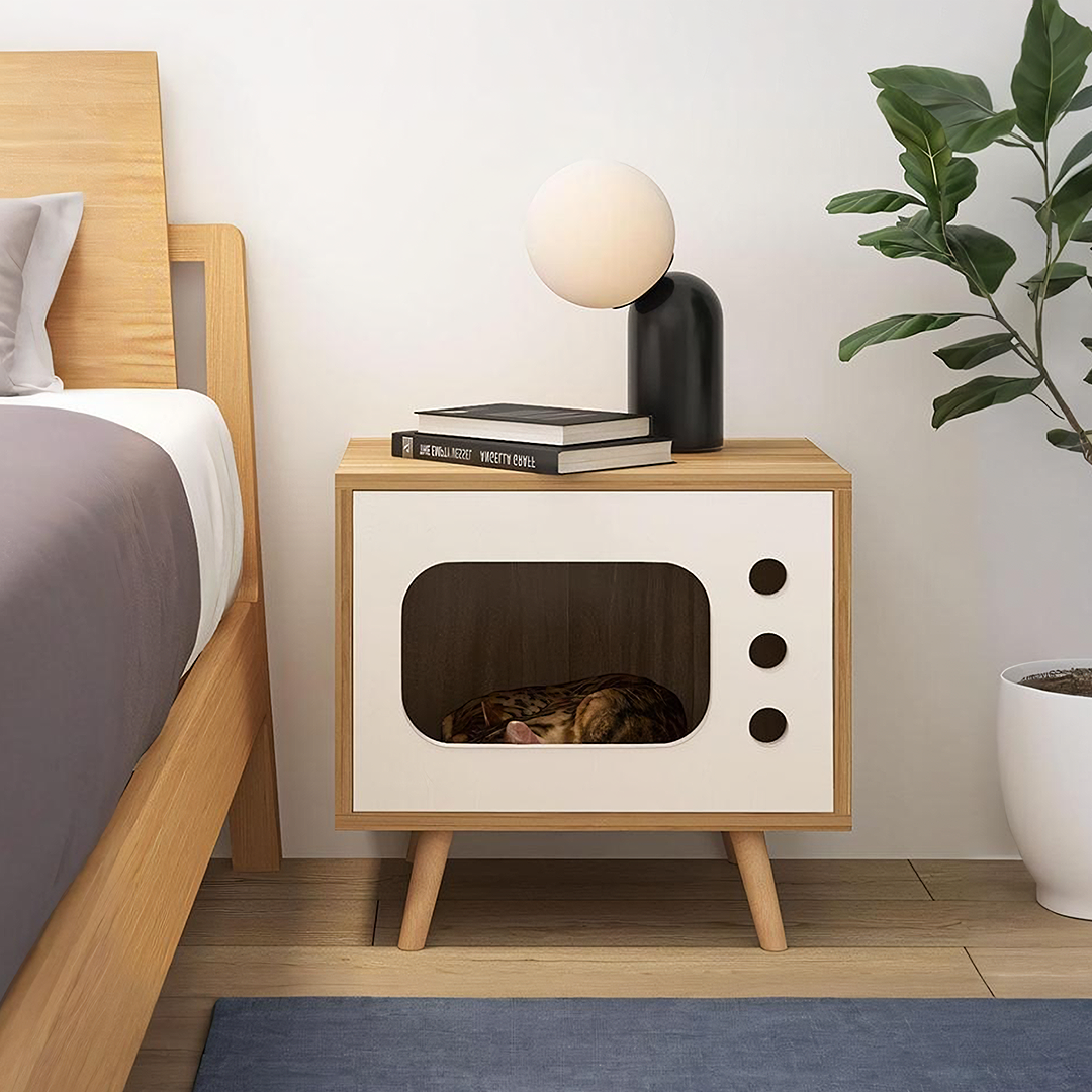 Durame Bedside Table With Pet House, Cat House