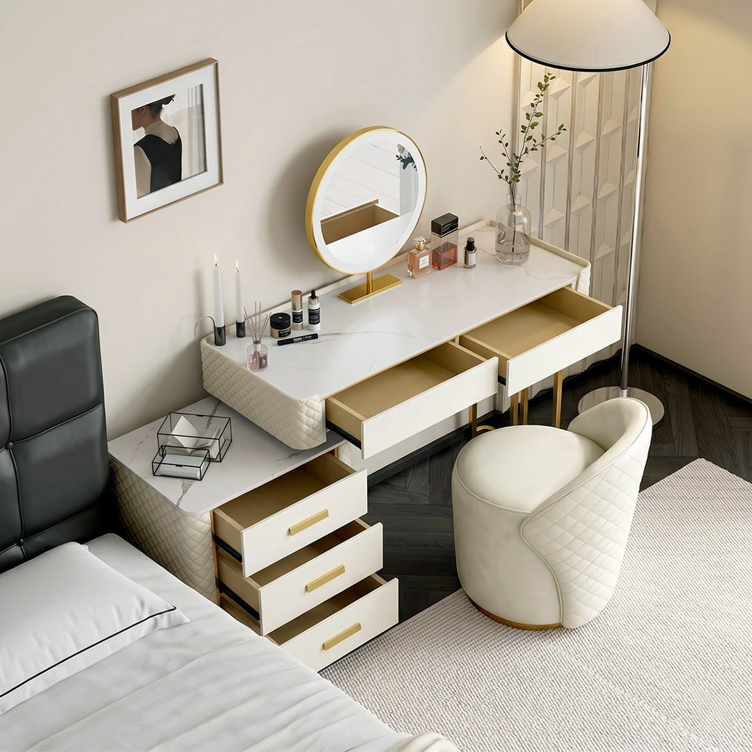 cream dressing table with mirror Duran LED | Dressing Table Size:XXL AUS Estefania MAREA DRAPED PINK have addition that offers Neon Pink