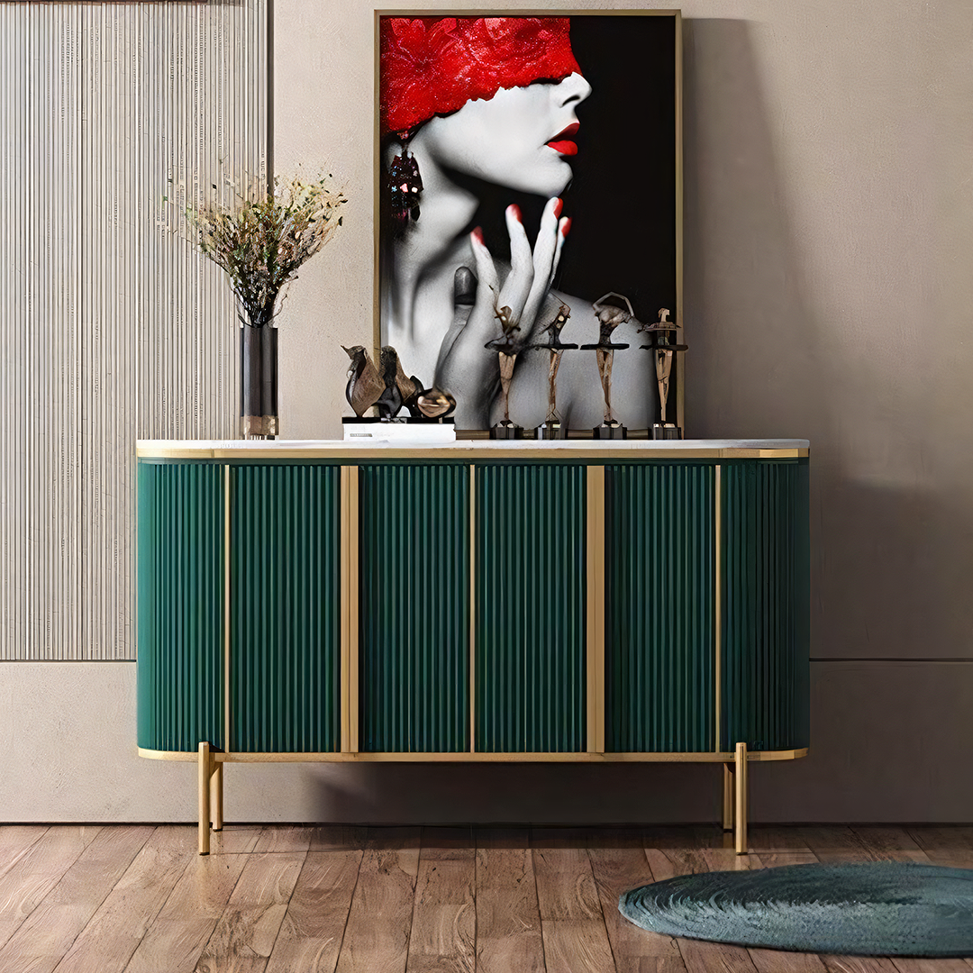 Elec Sideboard, Green & Gold-Weilai Concept-Green ( With White Table Top )-150cm-Weilai Concept