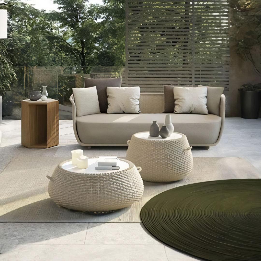 Conjunto de sofás de exterior de ratán Eusden, muebles de exterior 