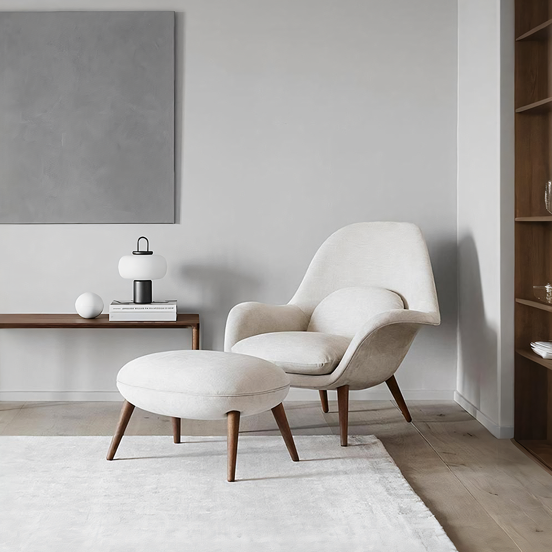 Sillón y reposapiés Fredericia Swoon | El mejor sillón Arne Jacobsen ...