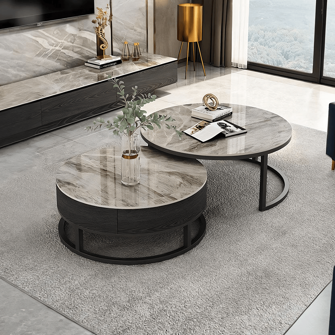 Modern Circular Coffee Table - Space-Saving & Stylish Design