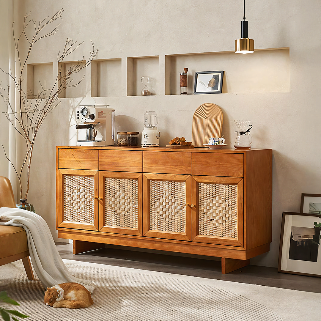 Hadza Narrow Sideboard, Solid Wood-Weilai Concept-Weilai Concept