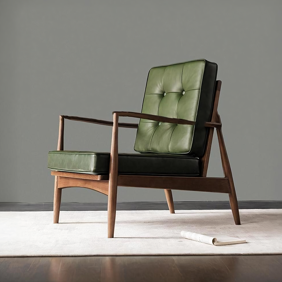 Hans CH32 Green Armchair, Solid Wood