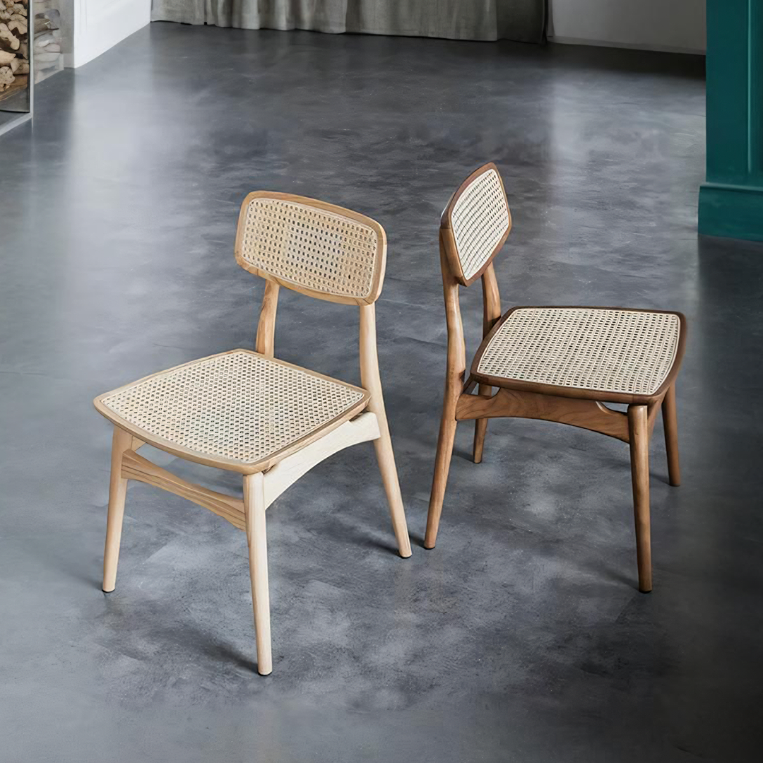 Hans Style Rattan Dining Chair, Light Oak & Walnut For Display-Weilai Concept-Weilai Concept