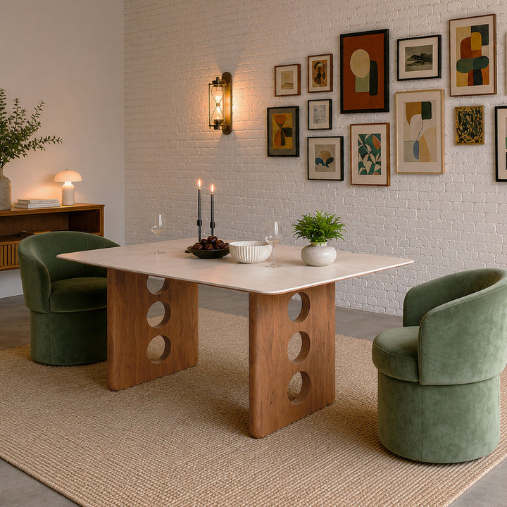 Henry Travertine-Effect Dining Table, Sintered Stone