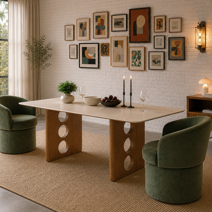 Henry Travertine-Effect Dining Table, Sintered Stone