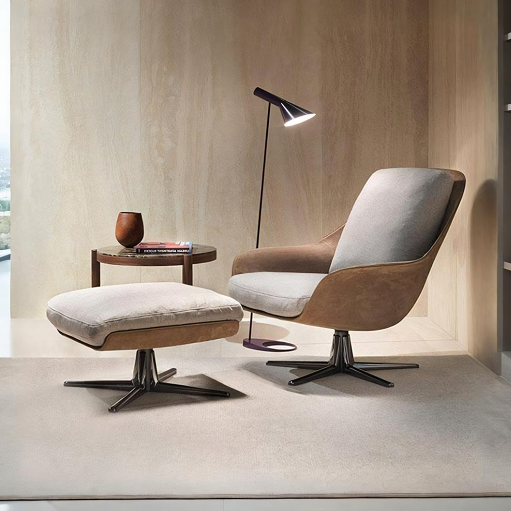 Chaise longue et pouf Herton, fauteuil 