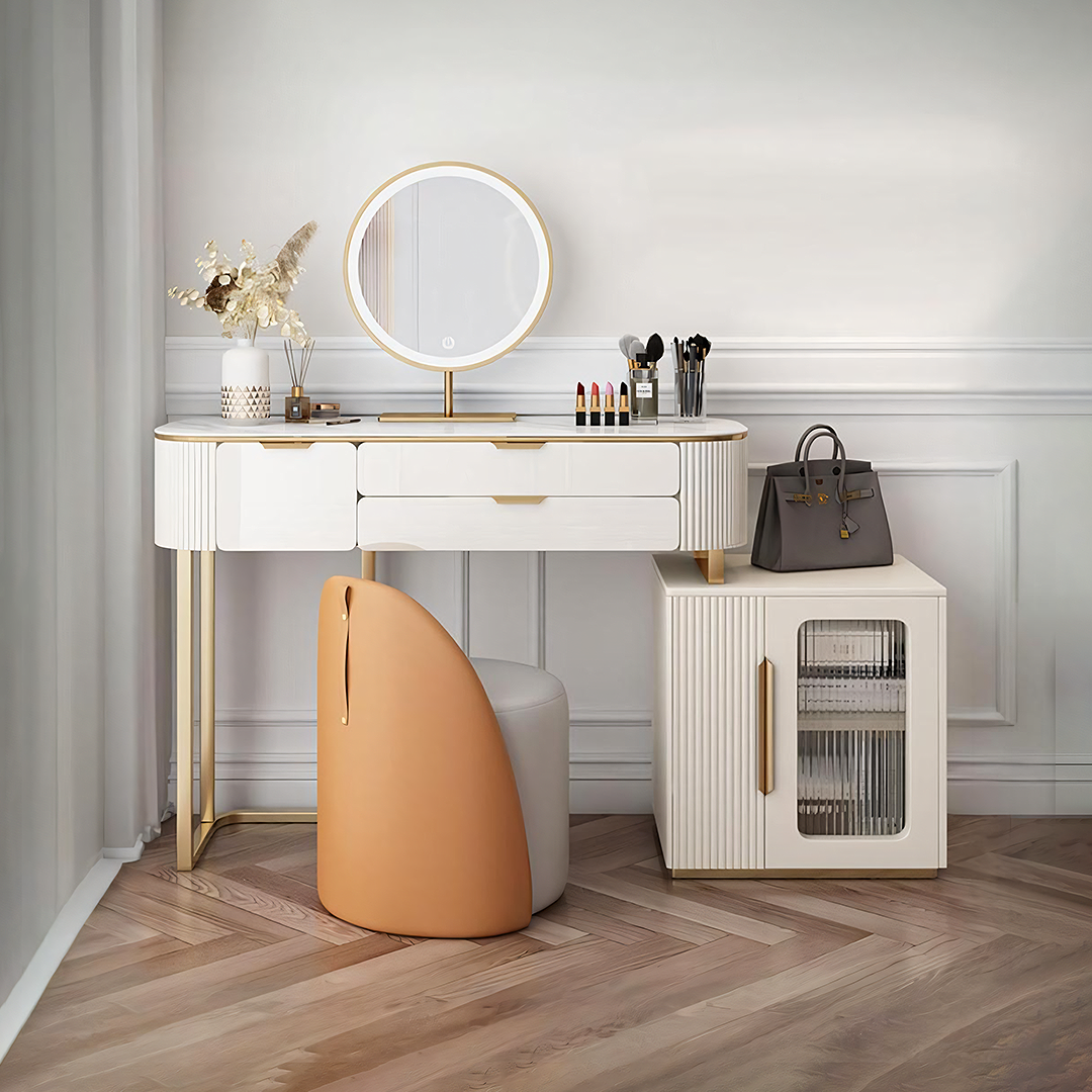 Hines Dressing Table with Mirror, Cream-Le Di Vita-Weilai Concept