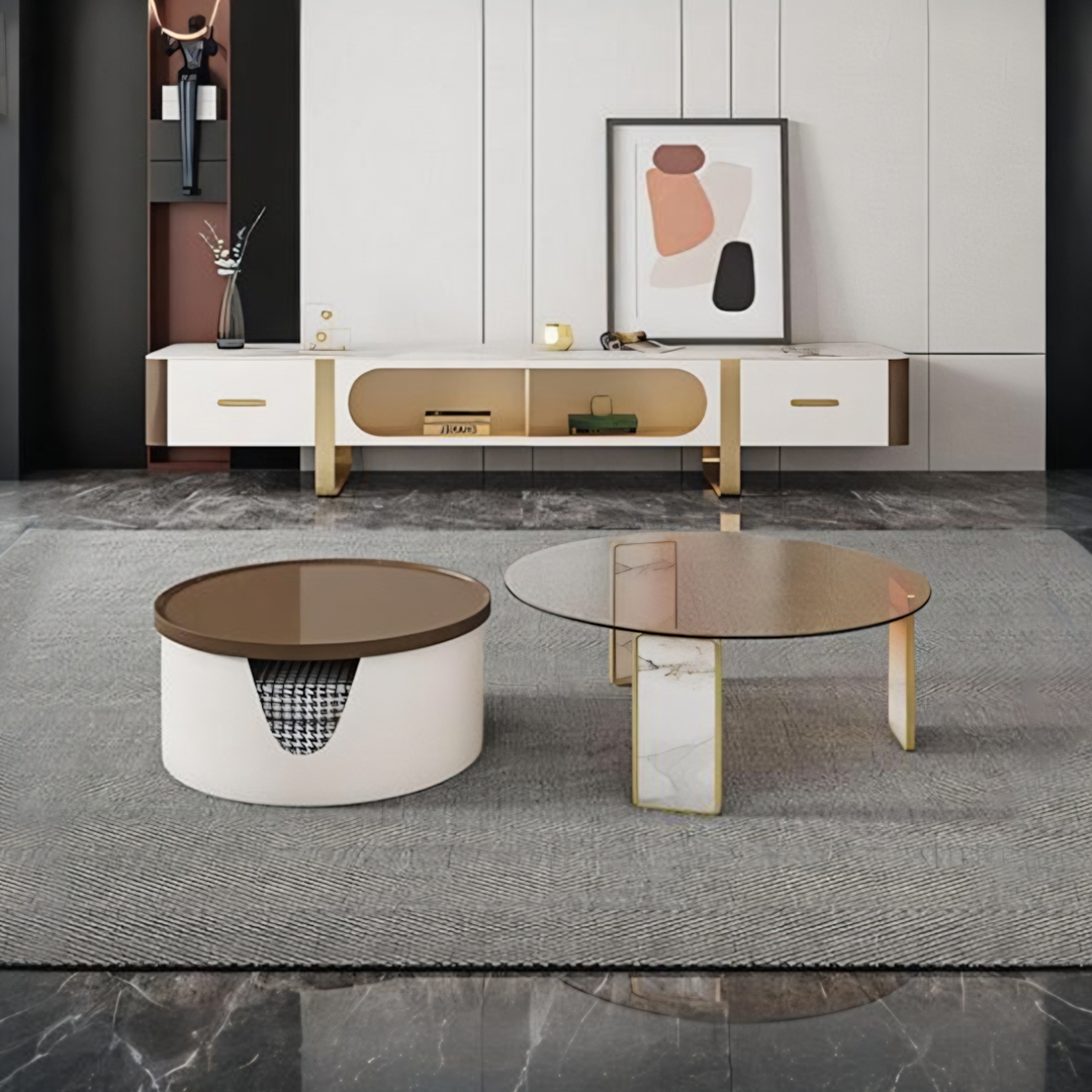 Hopetree White Coffee Table Set With TV Stand-Weilai Concept-Weilai Concept