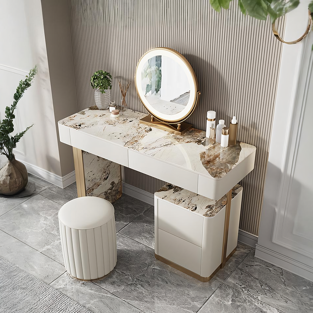 Katungi Dressing Table, Sintered Stone, Cream