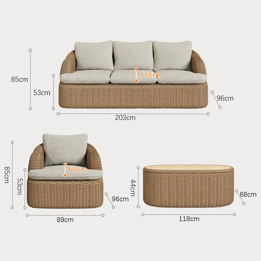 Lucia outdoor sofa set in grey rattan garden furniture style