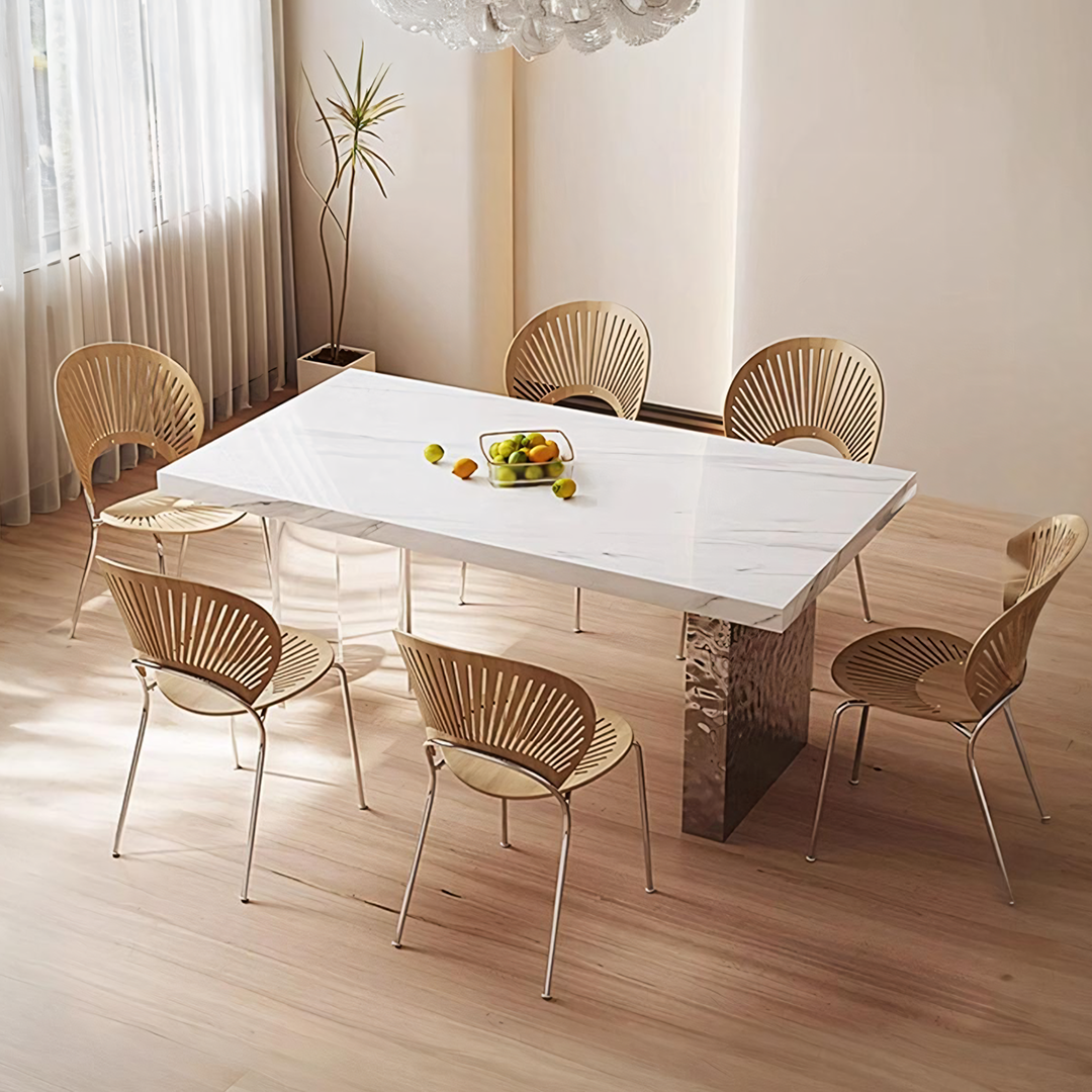 Madison Creamy Dining Table, Sintered Stone & Acrylic-Weilai Concept-Weilai Concept